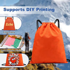 2-Pack Waterproof Drawstring Backpacks, Soccer-Texture Oxford Fabric, 16.9" × 13.8", Lightweight 0.19 lb Each, No Eyelets, Gym & Marathon Gear Sacks(Orange)