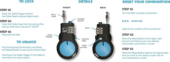 Lewis N. Clark Cable Luggage Lock | TSA Approved | Travel Or Bike Lock | Set Your Own Combination | 30-inch Retractable Steel Cable