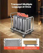 Hotel Luggage Cart 750 LBS Platform Truck with Removable Front Frame Heavy-Duty Capacity: This Durable Bellman cart Measures 42.5 × 25 × 38.6 inches (108 × 64 × 98 cm) and Holds up to 750 lbs Its sp