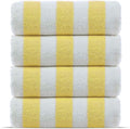 Chakir Turkish Linens Premium Quality 100% Cotton Turkish Cabana Thick Stripe Pool Beach Towels 4-Pack (Yellow, 30x60 Inch)