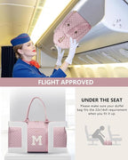 Women Weekender Travel Duffle Bag: Initial Duffel Overnight Bags with Shoe Compartment Large Carry on Tote with Toiletry Bag Weekend Traveling Yoga Gym Hospital Bag for Women with Wet Pocket Letter M
