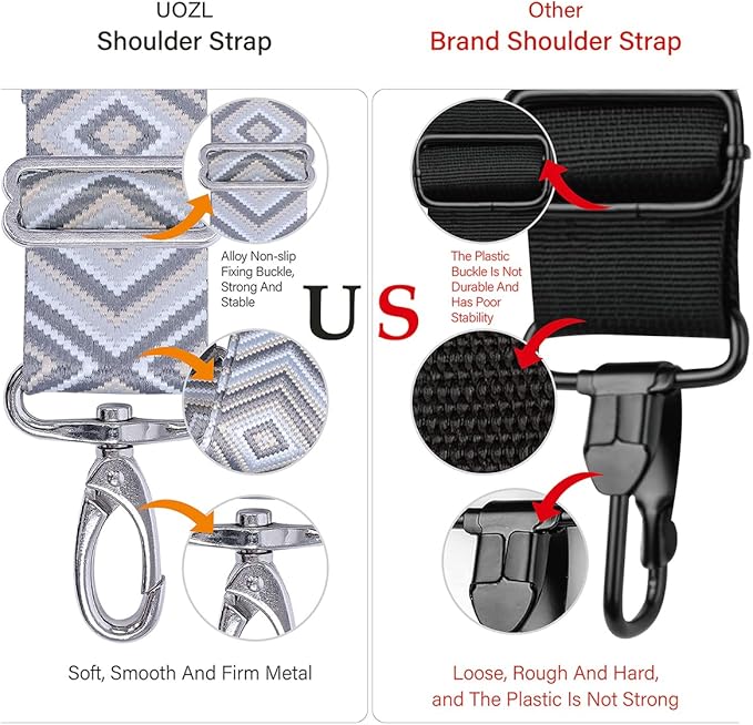 59 Inch Shoulder Straps, Soft with Ultra-Thick Fixed Shoulder Pad, Two Way Independently Adjustable Buckle Replacement Straps for Laptop Bag Messenger Bag Tool Bag Luggage,Grey Black