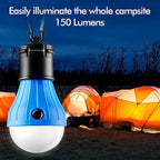 FLY2SKY Tent Lamp Portable LED Tent Lights Blue 4 Packs Hook Hurricane Emergency Lights LED Camping Lights Bulb Camping Tent Lanterns Camping Equipment for Camping Hiking Backpacking Fishing Outage