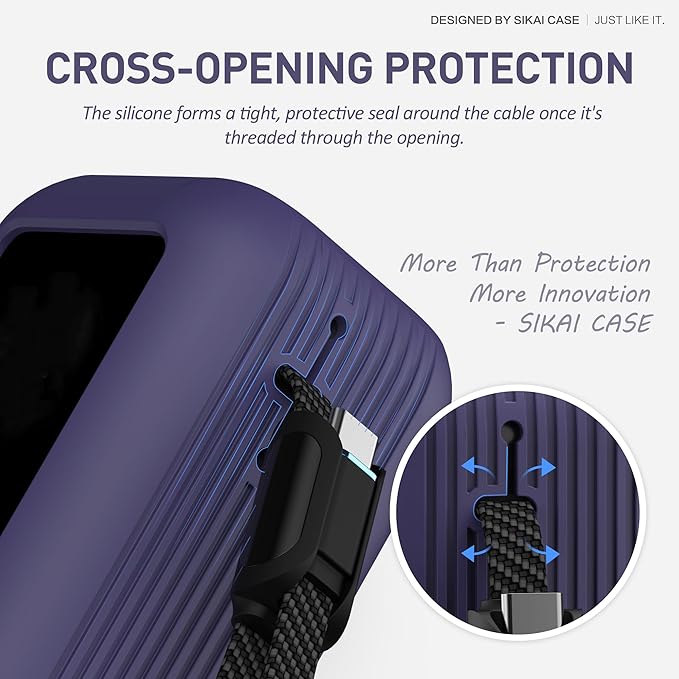 SIKAI CASE Silicone Case for Anker Laptop Power Bank (25,000mAh 165W) with 1/4" Nut Hole, SD/SIM Card Storage, Display Protection&Dustproof, Travel Protective Cover for Anker A1695 Power Bank (Purple)