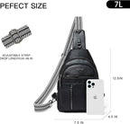 LATMAP 7L Sling Bag For Women Men Backpack Fanny Pack Crossbody Chest Travel Shoulder Belt Bags Purse Handbag PU Leather