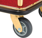 Global Industrial Gold Stainless Steel Bellman Cart Curved Uprights 6" Rubber Casters, 41-1/4"L x 24" W x 73" H, Hotel Luggage Cart for Commercial Use, Condos, Resorts