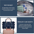 HYC00 Travel Duffel Bag,Carry-on Overnight Weekender Bags for Women,Sports Tote Gym Bag with Wet Pocket