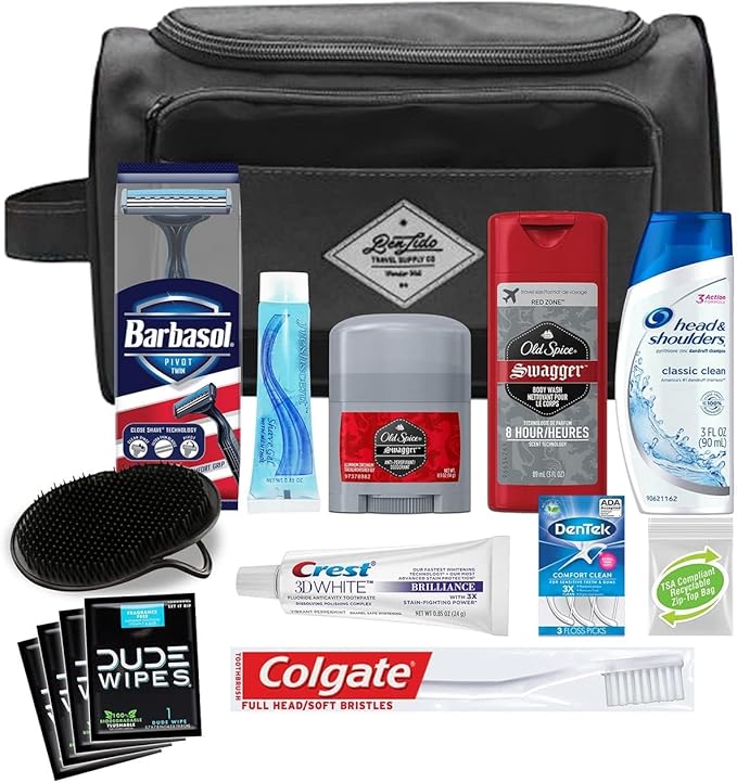 Convenience Kits International Men's Premium 15-Piece Travel Hygiene Kit, 32 Count Bulk Case for Hotels, Shelters, Disaster Relief