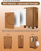 Somago Expandable Carry On luggage with Shock-Absorbing Braking Spinner Wheels Moon Star Design Hard Shell Suitcase with Cupholder TSA Lock (Toffee Brown,Expandable 20 Inch)