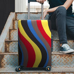 Adorila Travel Luggage Cover Suitcase Protector - Elastic Washable Protective Cover for Suitcase, Colorful Wave Pattern, Size L