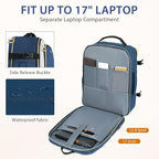 KROSER Laptop Backpack Large Computer Backpack Fits up to 17 Inch Laptop Water-Repellent 40L Travel Backpack Casual Daypack for Business/College/Women/Men-Beige/Haze Blue/Black