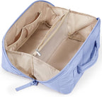 BAGSMART Travel Makeup Bag for Women, Portable Water-resistant Cosmetic Case, Puffy Padded Make Up Organizer Pouch, Open Flat Toiletry Bag for Toiletries, Brushes, Purple