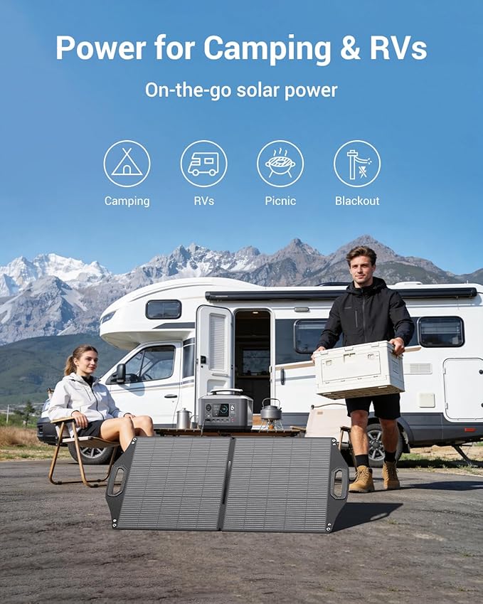 BigBlue 100W Solar Panel w/USB-C(45W PD)+USB-A(Fast Charging 18W) & MC-4 Ports, IP68 Waterproof, Camping Essentials, Folding Portable Solar Charger w/Kickstand for Power Stations, Phones, Tablets