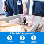 AURUZA Clear Makeup Bag, TSA Approved Cosmetic Travel Toiletry Organizer, Quart Size Carry On Compliant, Water Resistant Airport Airline Essentials