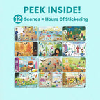 Let's Play Outside 500+ Kids Sticker Book by Cupkin Fun Toddler Travel Activity Coloring and Sticker Book, Road Trip Essentials, 12 Coloring Pages + 12 Scenes for Ages 2–8 Years