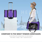 Henkelion Pet Carrier for Small Medium Cats Dogs Puppies up to 15 Lbs, Airline Approved Small Dog Carrier Soft Sided, Collapsible Travel Puppy Carrier - Purple