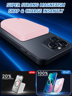 Magnetic Portable Charger, 10000mAh Wireless Portable Charger USB-C Cable, Compatible Battery,Pack Power Bank for iPhone 17/16/15/14/13/12 Series,Samsung (Pink)