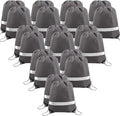 BeeGreen 20-Piece Grey Drawstring Backpacks, Reflective Cinch Sacks, DIY Blank Drawstring Bags for Women and Men, 16.5" L x 13.4" W