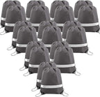 BeeGreen 20-Piece Grey Drawstring Backpacks, Reflective Cinch Sacks, DIY Blank Drawstring Bags for Women and Men, 16.5" L x 13.4" W