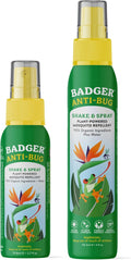 Badger Bug Spray, Family Friendly All Natural Mosquito Repellent w/Organic Essential Oils, Great Smelling Citronella Spray, Effective for 3 Hours, Combo 2-Pack 4 fl oz + 2.7 fl oz