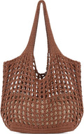 WantGor Crochet Bags, Beach Mesh Tote Bag Womens Shoulder Shopping Handbag Casual Travel Totes Bag Foldable Hobo Bags