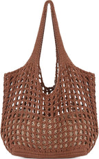 WantGor Crochet Bags, Beach Mesh Tote Bag Womens Shoulder Shopping Handbag Casual Travel Totes Bag Foldable Hobo Bags