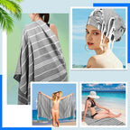 YSYJ Turkish Beach Towel 6 Pack Beach Towels 36"x71" Beach Towel Oversized Sand Free Turkish Towel Quick Dry Bath Towels Grey