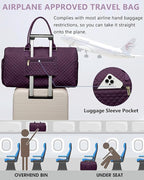 Women Weekender Travel Duffle Bag: Travel Duffel Overnight Bags with Shoe Compartment Large Carry on Tote with Toiletry Bag Weekend Traveling Yoga Gym Hospital Bag for Women with Wet Pocket Purple