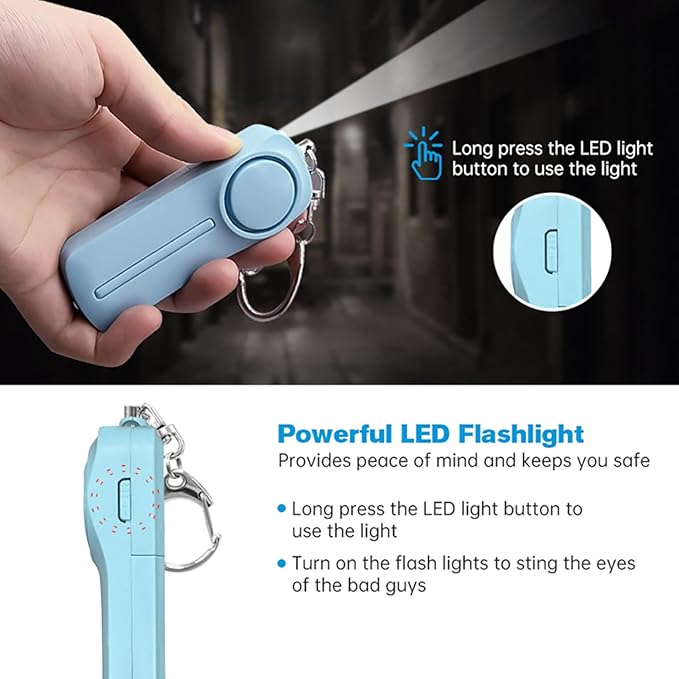 Safesound Personal Alarm: Your 130dB Self-Defense Companion - Keychain Emergency LED Flashlight - Security and Protection for Women, Girls, Kids, and The Elderly (White, 1)