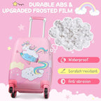 BABY JOY 2 PC Kids Carry On Luggage Set, 18" Toddler Trolley Case & 12" Backpack with Hard Shell & Rolling Wheel Design, Kids Suitcase for Boys Girls (Pony)