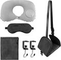 Foot Hammock Airplane, Comes with Two Tabletop Hooks and Inflatable u-Shaped Pillow and Eye mask Adjustable Airplane footrest Travel Essential, Portable Office footrest, Relax Your feet