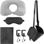 Foot Hammock Airplane, Comes with Two Tabletop Hooks and Inflatable u-Shaped Pillow and Eye mask Adjustable Airplane footrest Travel Essential, Portable Office footrest, Relax Your feet