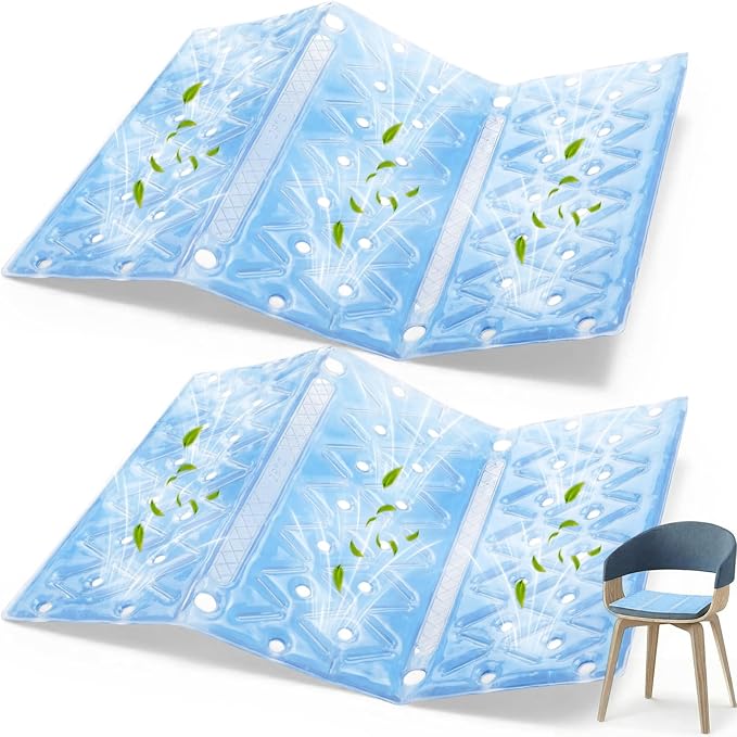 SiliFine 2 Pack Cooling Seat Cushion Reusable Pcm Cooling Pad No Condensation Foldable Portable Ice Mat for Car Seats Office Chairs Bed Camping Travel(Blue, 15.7" x 11.8")
