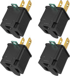 PLUGTUL 2 Prong to 3 Prong Outlet Adapter, Polarized Grounded Outlet Converter, Wall Outlet Plug for Household, Workshops, ETL Listed, 4-Pack, Black