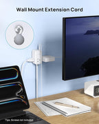 TROND 20W USB C Travel Power Strip - Ultra Thin Flat Plug, Small 10ft Long Extension Cord Wall Mount, 3 Side Outlet Extender for Nightstand, Dresser, Couch, TV, Cruise Essentials, White