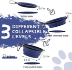 Collapsible Dog Bowls for Travel, 2-Pack Dog Portable Water Bowl for Dogs Cats Pet Foldable Feeding Watering Dish for Traveling Camping with Carabiners, BPA Free (Grey&Navy, Small (Pack of 2))