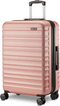 Amazon Basics 26" Hardside Medium Checked Luggage, Expandable Hardshell Suitcase with Telescoping Handle, Scratch-Resistant Surface, Four Multi-directional Wheels, Rose Gold