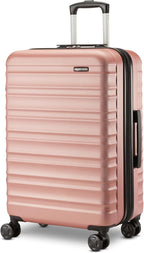 Amazon Basics 26" Hardside Medium Checked Luggage, Expandable Hardshell Suitcase with Telescoping Handle, Scratch-Resistant Surface, Four Multi-directional Wheels, Rose Gold
