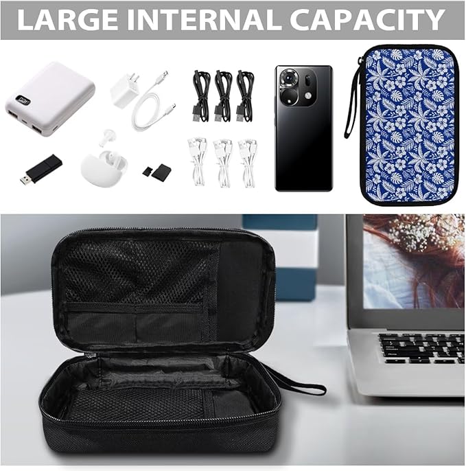 Tropical Flowers Electronic Organizer Travel Cable Organizer Bag Portable Pouch Electronic Accessories Carry Case for Tech Accessory Phone Power Bank Cable Cord Charger