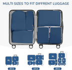 CherryNow Compression Packing Cubes, 7 Set Packing Cubes for Carry On, Travel Essentials for Men, Luggage Organizer Bags, Deep Blue