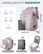 WONHOX Carry on Travel Laptop Backpack for Women Men Flight Approved,Backpack for Women Travel Bag Hiking Outdoor Sports Rucksack Casual Daypack, Lotus Pink