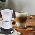 Electric Mocha Pot, 3 Cup Aluminum Machine Portable Electric Italian Cuban Coffee Maker with Detachable Base, Mocha Maker for Home Travel Office (Silver)