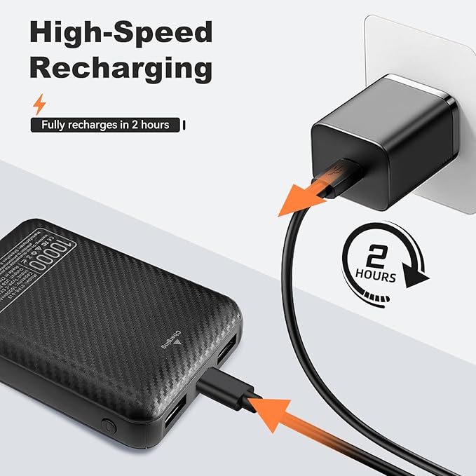 FERNIDA 10000mAh Power Bank Portable Charger USB 5V 3A Battery Pack for Heated Vest & Heated Pants & Smartphone & Heating Pad