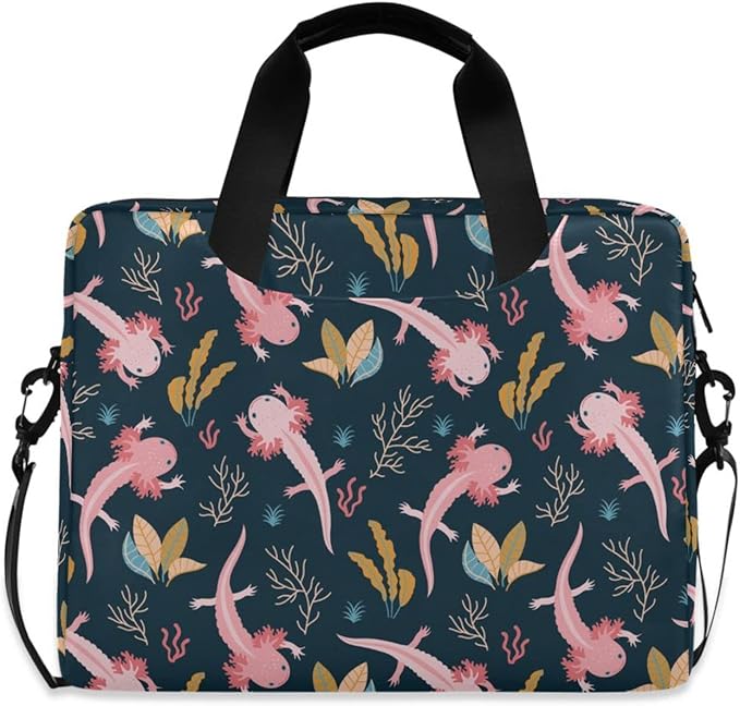Axolotl & Sea Weed Aquarium Laptop Case 15.6 inch, Cute Laptop Bag, Waterproof Laptop Sleeve, Laptop Briefcase for Women & Men