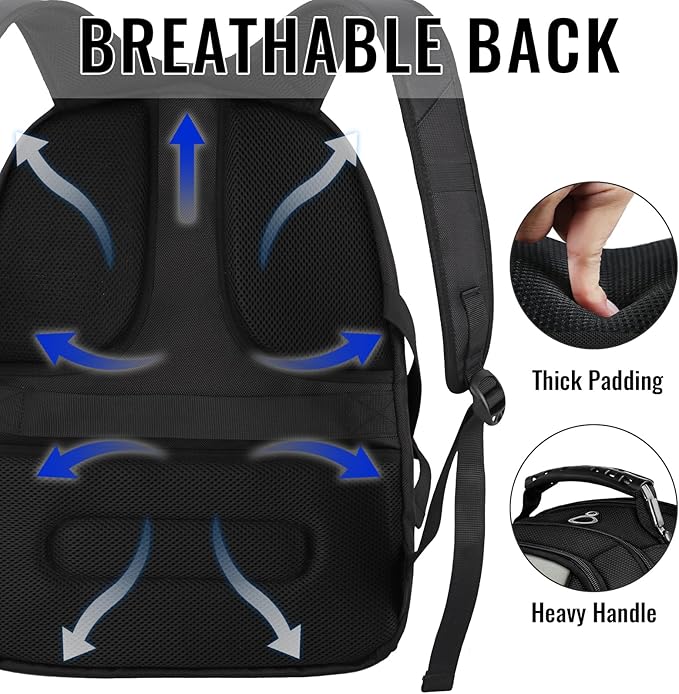 YOREPEK Large Backpack for Men, Extra Large Laptop Backpacks for Men Women, Water Resistant Travel Backpack Airline Approved Business Work Bag Fits 18.4 Inch Computer, Black