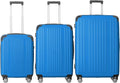 3-Piece Luggage Set 3 (20"/24"/28"), Hardside Suitcases with 8 Spinner Wheels, Scratch-Resistant ABS Shell, set2, set3 Travel Suitcase, TSA Lock (Ribbed Surface, Blue)