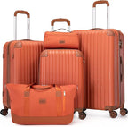 Cosbarn Luggage Sets 5 Piece Suitcases with Wheels, Suitcase Set ABS Hard Case Luggage with TSA Lock Spinner Wheels Durable Travel Luggage