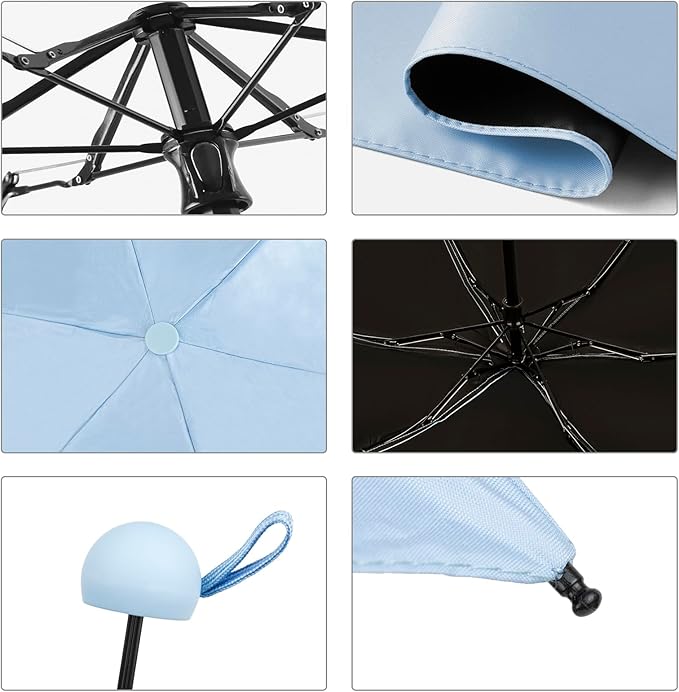 TopTie Compact Mini Umbrella for Purse, Small Sun & Rain Umbrellas with Case, Travel Folding Umbrella