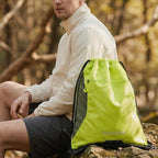 Waterproof Drawstring Backpack for Men/Women, Lightweight Sports Bag for Gym, Beach, Swim, Hiking, Running & Cycling, Anti-Stain with Quick-Access Mesh Pocket, Green 14.2"×2.8"×17.7"