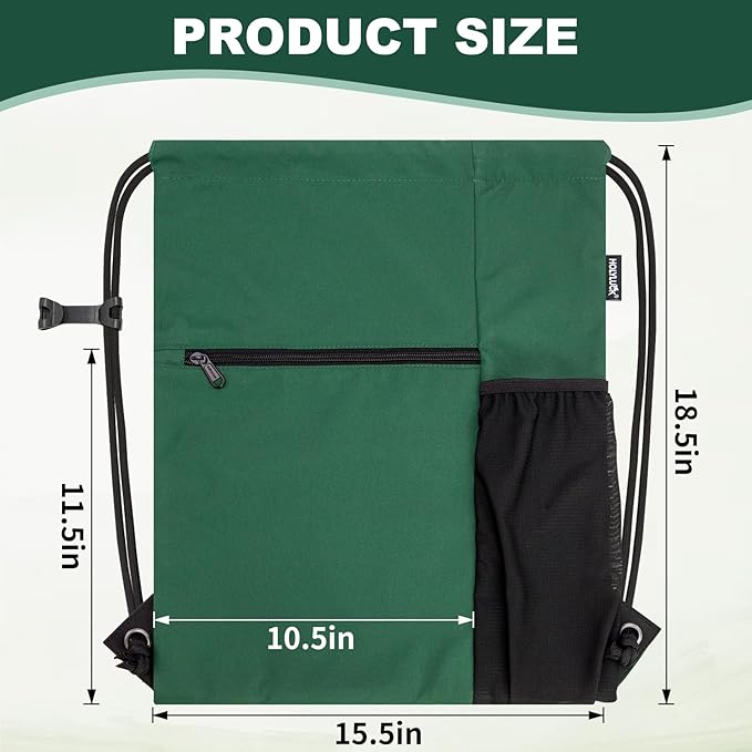 HOLYLUCK Men & Women Outdoor Sport Gym Sack Waterproof Drawstring Backpack Bag (Standard with drawstring, Dark Green)